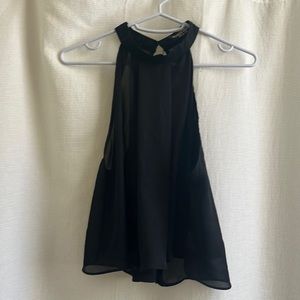 Black satin halter crop top